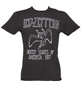 Men's Charcoal Led Zeppelin USA 1977 T-Shirt from Amplified Vintage