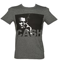 Men's Charcoal Marl Photographic Smoking Johnny Cash T-Shirt