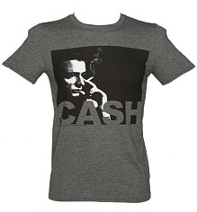 Men's Charcoal Marl Photographic Smoking Johnny Cash T-Shirt [View details]