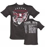 Men's Charcoal Ramones 1976 Tour Front And Back Print T-Shirt from Amplified Vintage
