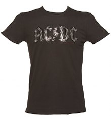 Men's Charcoal Silver And Black Diamante AC/DC Logo T-Shirt from Amplified Vintage [View details]