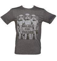 Men's Charcoal Star Wars Stormtroopers Available For Parties T-Shirt from Junk Food