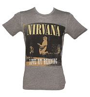 Men's Dark Grey Marl Live In Reading Nirvana T-Shirt from Chaser LA