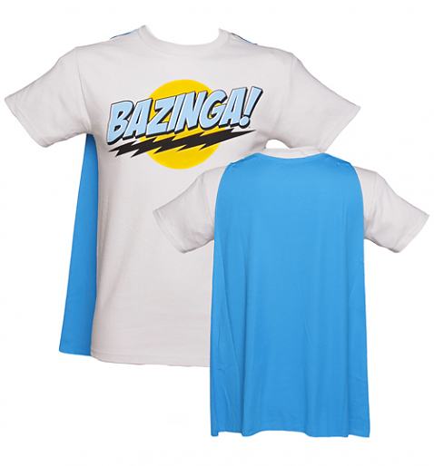 Men's Grey Big Bang Theory Bazinga Caped T-Shirt