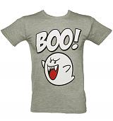 Men's Grey Marl Nintendo Boo T-Shirt