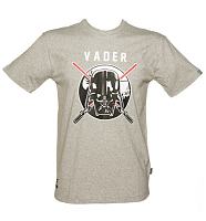 Men's Grey Marl Star Wars Darth Vader Shield T-Shirt from Addict