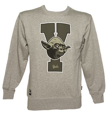 Men's Grey Marl Star Wars Yoda College Sweater from Addict