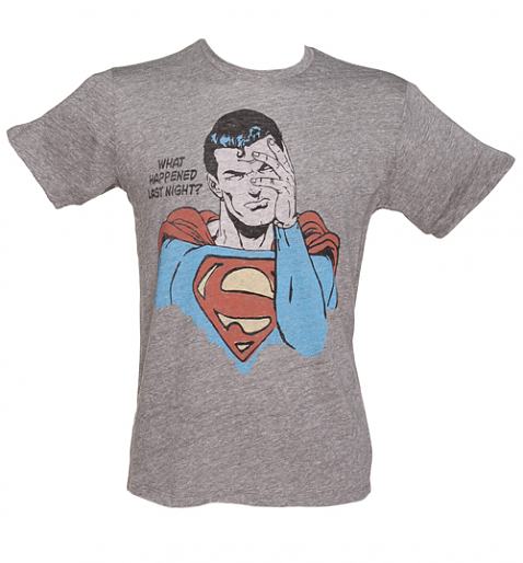 Men's Grey Triblend What Happened Last Night? Superman T-Shirt