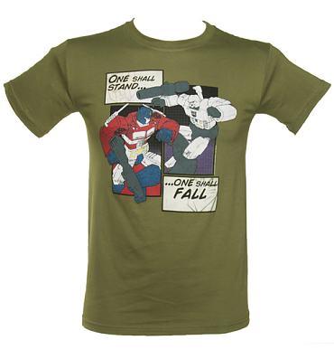 Men's Khaki Transformers Comic Strip T-Shirt