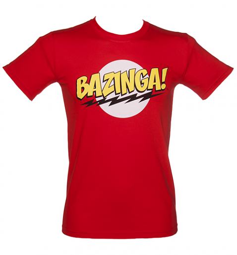 Men's Red Big Bang Theory Bazinga Logo T-Shirt