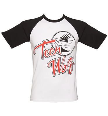 Black Shirt Dress on Men S White And Black Teen Wolf Logo Baseball T Shirt