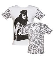 Men's White Axl Rose Leopard Sleeves Guns N Roses T-Shirt from Worn By