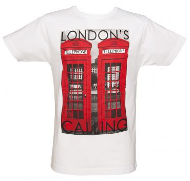 Men's White Londons Calling Phone Boxes T-Shirt from To The Black