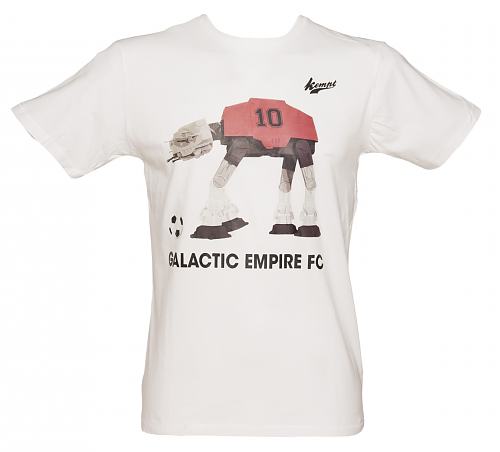 Men's White Retro Galactic Empire Robot Footballer T-Shirt from Kempt