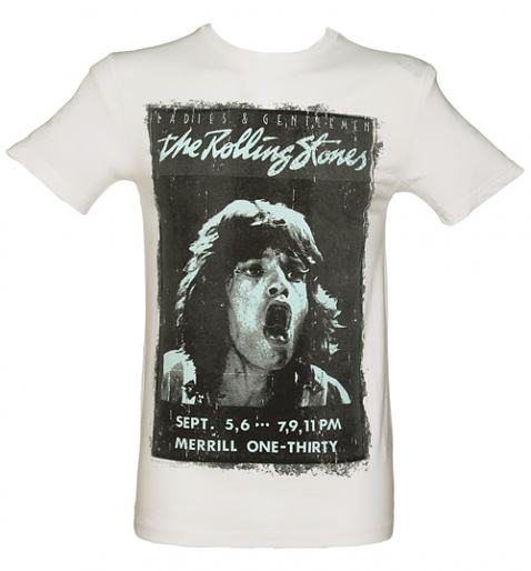Men's White Rolling Stones Jagger Tour T-Shirt from Amplified Vintage