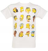 Men's White Simpsons Faces T-Shirt