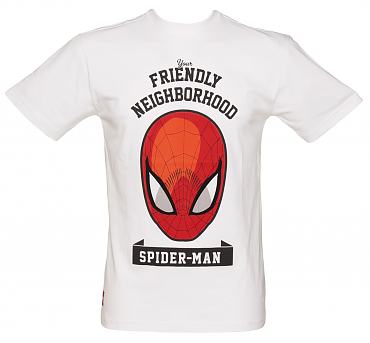 Men's White Spiderman Neighbourhood Marvel T-Shirt from Addict