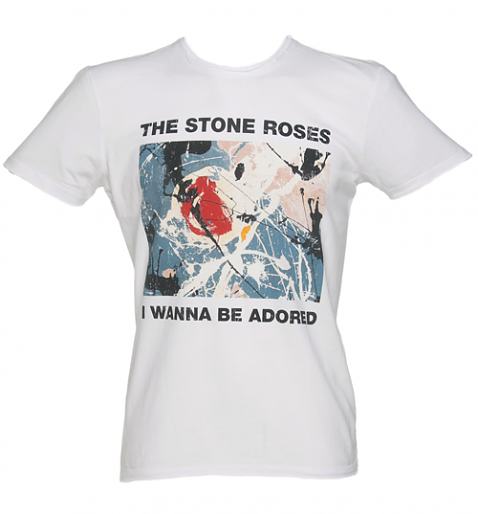 Men's White Stone Roses Wanna Be Adored T-Shirt from Amplified Vintage