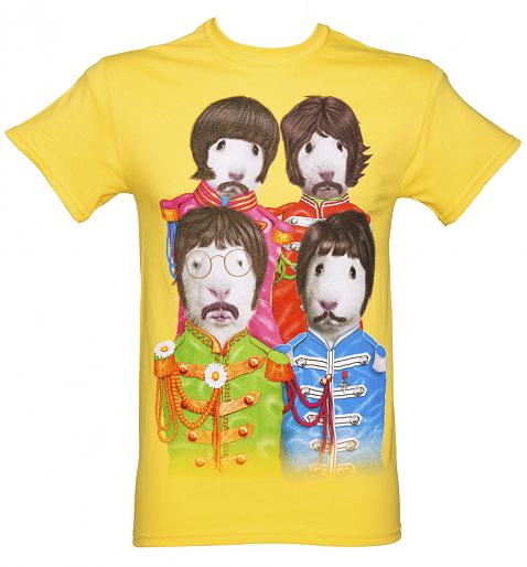 Men's Yellow Fab Four Pets Rock T-Shirt 