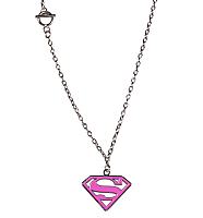 Pink Classic Supergirl Logo Necklace