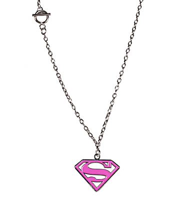 Pink Classic Supergirl Logo Necklace
