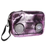 Pink Metallic Retro Boombox Shoulder Bag With Working Speakers from Fydelity