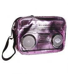 Pink Metallic Retro Boombox Shoulder Bag With Working Speakers from Fydelity [View details]