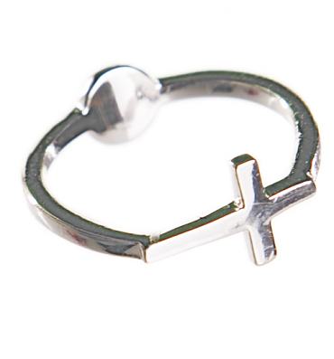 Silver Jesus Loves You 90's Cross Ring from Me & Zena