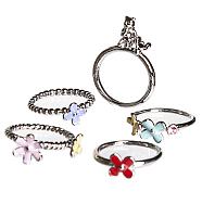 Silver Plated Set of 5 Stackable Winnie The Pooh Rings from Disney Couture